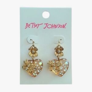 Betsey Johnson Floral Butterfly Heart Earrings